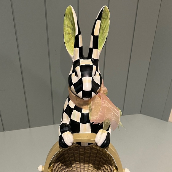 Mackenzie-Childs Courtly Check Basket Bunny -Easter-NEW CONDITION - Picture 5 of 10